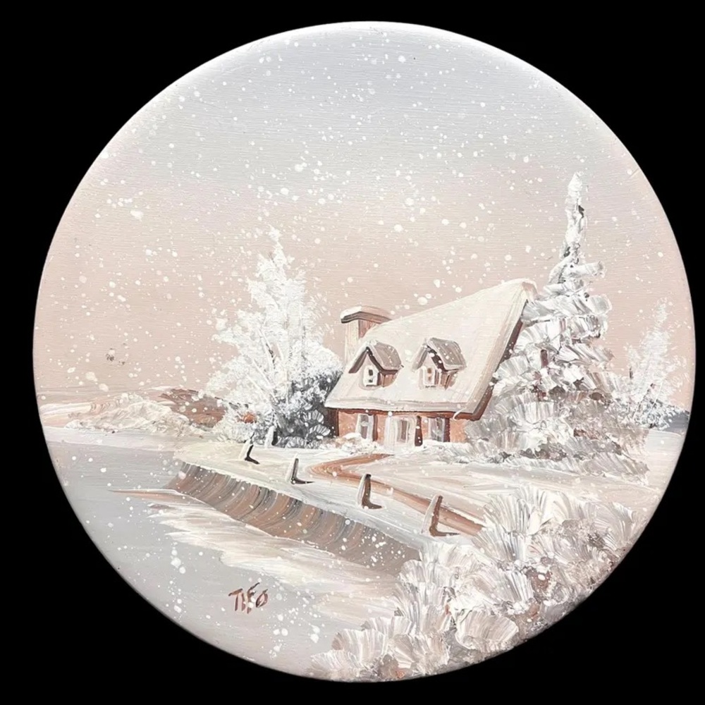 Vintage 1980s Tifo Hand Painted Quebec Folk Art Plate Francine Fugere Thiffault